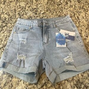 Women's Distressed Gray Jean Shorts